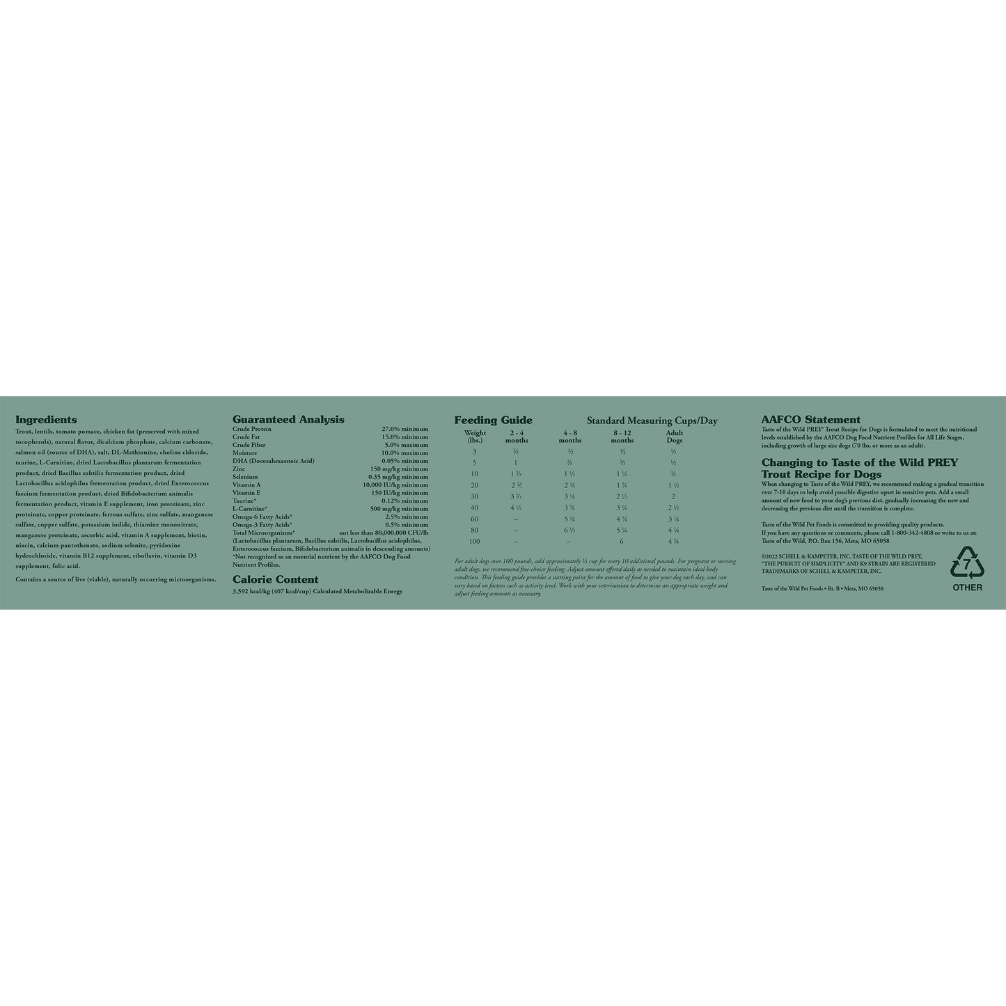 Taste of The Wild Dog Prey Formula trout (trucha) 11.36 Kg