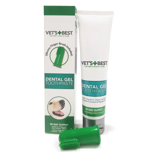 Vet's Best Gel dental con cepillo de silicona para dedos (3.5oz/100g)