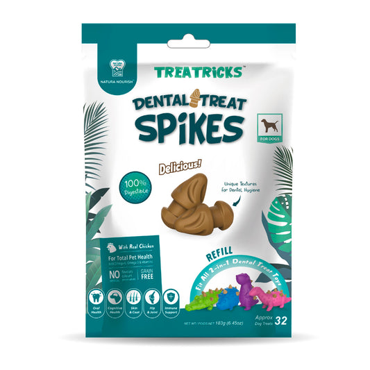 Treatricks Dental Treat Spikes Premios Dentales de Pollo para Perro, 183 gr