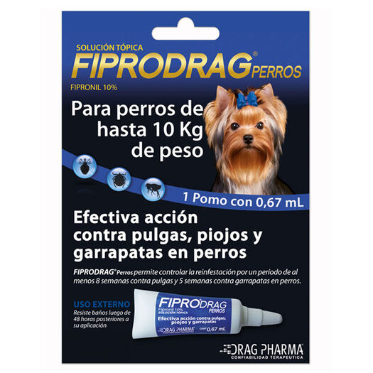 FIPRODRAG DRAG PERRO 0.67 ML HASTA 10 KG PIPETA PERRO