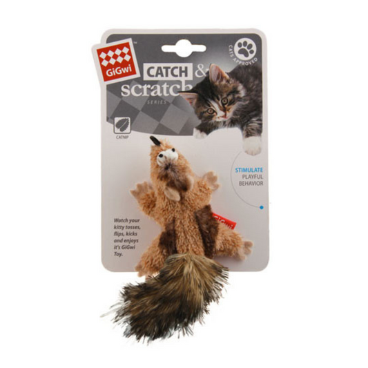 GiGwi Catch and Scratch Ardilla Catnip y cascabel